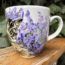 Porcelanowy kubek ręcznie malowany Kot w kocimiętce