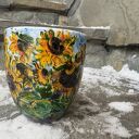 Porcelanowy kubek ręcznie malowany Słoneczniki (300 ml)