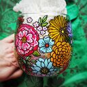 Ręcznie malowany szklany kubek do kawy herbaty LOVE pink