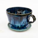 Filiżanka z jamnikiem Kasjopea Dark 380 ml - rękodzieło ceramiczne z talerzykiem