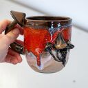 Duży kubek z grzybkami handmade | Lava beż | ok 500 ml