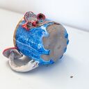 Duży kubek z muchomorem handmade Lava Blue - ok. 500 ml