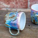 Kubek z żółwiem Opal Biały - rękodzieło ceramiczne, ok. 450 ml 