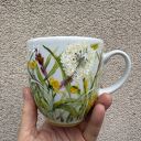 Porcelanowy kubek ręcznie malowany Łąka - 300 ml