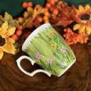 Zestaw 2 ręcznie malowanych kubków porcelanowych „Łąka”