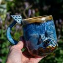 Kubek ceramiczny z muchomorkami - leśne rękodzieło 550 ml