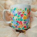 Energetyczny kwiatowy kubek ręcznie malowany z porcelany 270 ml