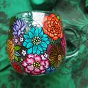 Ręcznie malowany szklany kubek do kawy herbaty LOVE pink