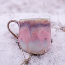 Handmade ceramiczny duży kubek z kotem - różowy sen Peony, ok. 500 ml