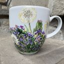Porcelanowy kubek ręcznie malowany Kot w ogrodzie (300 ml)