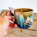 Handmade kubek z grzybkami Psychodelki Nocna Aurora - 480 ml