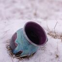 Handmade fioletowy kubek ceramiczny Mroźna Violetta - duży ok. 450-520 ml