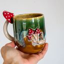 Duży kubek z muchomorem - ceramika handmade, ok. 550 ml