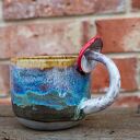 Duży kubek z muchomorem handmade Bubble gum beton - ok. 420 ml