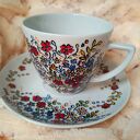 Kwiatowy komplet ręcznie malowany filiżanka porcelanowa 350 ml