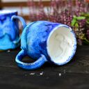 Niebiesko-turkusowy kubek z koniem - rękodzieło kamionkowe 430 ml
