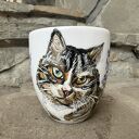 Porcelanowy kubek ręcznie malowany Kot w kocimiętce