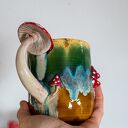 Duży kubek z Muchomorem handmade | Miodna łąka | ok 500 ml
