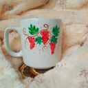 Ręcznie malowany kubek porcelanowy 270 ml - Sowa wśród winogron