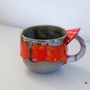 Duży kubek z grzybkami handmade - Lava beton, ok. 500 ml