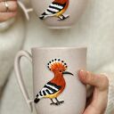 Kubek Ceramiczny Ptak Dudek Ręcznie Malowany 300ml