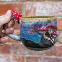 Duży kubek z muchomorem handmade Bubble gum beton - ok. 420 ml