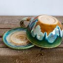 Ceramiczna filiżanka z figurką Sowy Płomykówki - Miodna łąka na prezent ok 310 ml