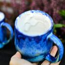 Niebiesko - turkusowy kubek z koniem | rękodzieło | 430 ml | II