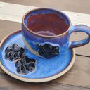 Ceramiczny komplet, kubek z talerzykiem (c726)