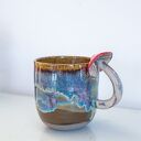 Duży kubek z muchomorem handmade Bubble gum beton - ok. 600 ml