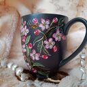 Ręcznie malowana kwitnąca jabłoń - kubek z porcelany 400 ml