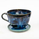 Filiżanka z jamnikiem Kasjopea Dark 380 ml - rękodzieło ceramiczne z talerzykiem