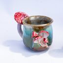 Duży kubek z Muchomorem handmade | Leśne poszycie | ok 300 ml (brąz)