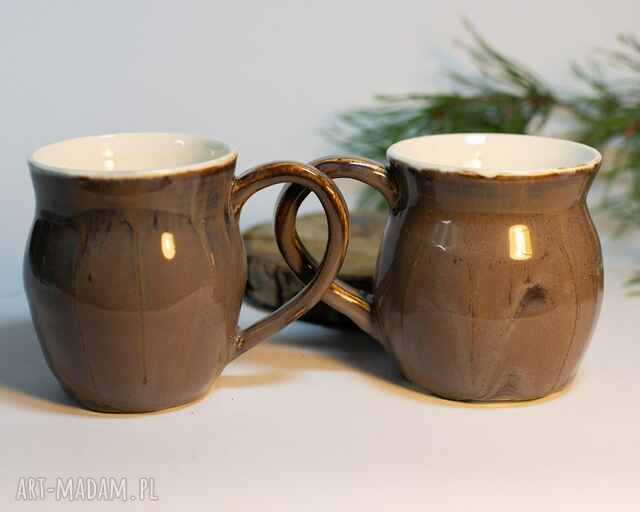 2 szt Porcelanowe kubki Czekoladowy fiolet, 350 ml | Handmade