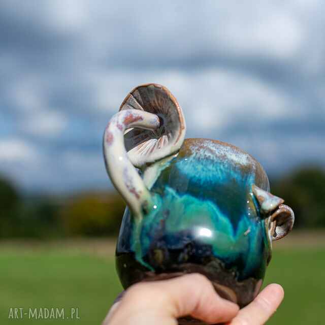 Handmade Kubek z grzybkami | Psychodelki Zielone poszycie | ok 380 ml (3) Kapelusz d