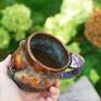 Handmade z grzybkami | Psychodelki braun | ok 400 ml II - ceramika na prezent jesienny kubek