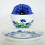 kubki: Duża filiżanka malowana niebieskie chabry - porcelana do herbaty prezent dla nauczyciela