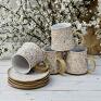 ceramiczny rustykalny z podstawką w stokrotki do kawy kubki kubek w kwiaty