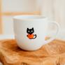 Przepiękny porcelanowy kubek - kot z sercem w kolorze - kawa prezent