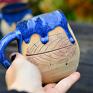 Azul Horse ceramika użytkowa na prezent jesienny kubek z liściem - duży - niebieski 400 do herbaty rękodzieło ceramiczne