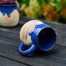 kubki na prezent jesienny kubek z liściem - duży - niebieski 400 ceramika użytkowa do herbaty