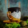 miłośnik lasu i herbaty górskie akcesoria kubek z pokrywką i sitkiem z ręcznie namalowanym motywem gór