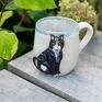 rękodzieło kubki prezent dla kociary handmade ceramiczny z kotem | czarny kot | | duży kubek