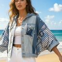 Kurtka oversize custom z jeansu i bawełny - ręcznie robiona