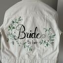 jeansowa Bride to be z ręcznym haftem kwiatowym