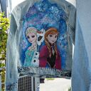 ręcznie malowana kurtka jeansowa XS dziewczęca FROZEN