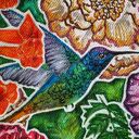 Ręcznie malowana kurtka jeansowa custom KOLIBRY