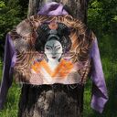Ręcznie malowana kurtka jeansowa custom GEJSZA
