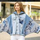 Kurtka oversize custom z jeansu i bawełny - ręcznie robiona