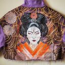 Ręcznie malowana kurtka jeansowa custom GEJSZA